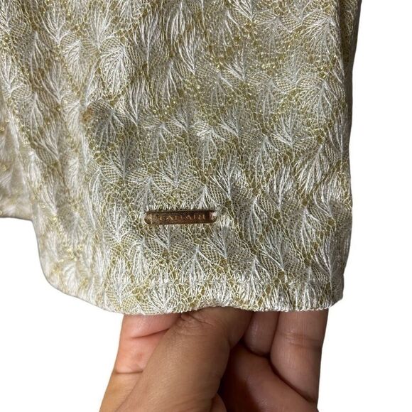 TAHARI Girl Golden Sparkles White Zip Strap Back Shimmer Holiday Dress Size 4 - Picture 9 of 11